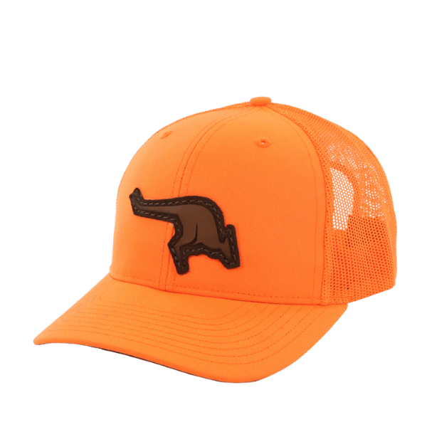 Blaze Orange Leather Patch & Kangaroo Hats