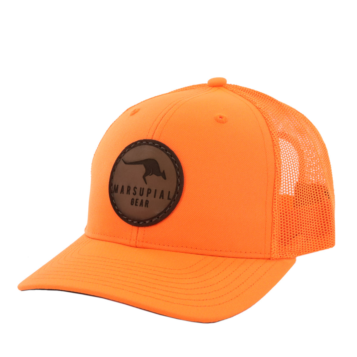 Blaze Orange Leather Patch Hat